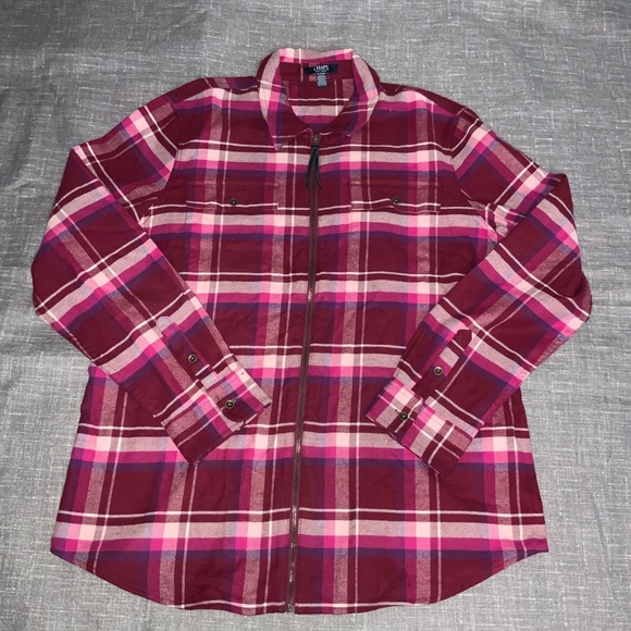 Chaps Tops - Chaps - Women’s XL, Berry colored plaid, zip up